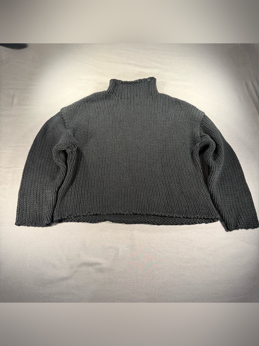 Black Chunky Knit Mock Neck Sweater M